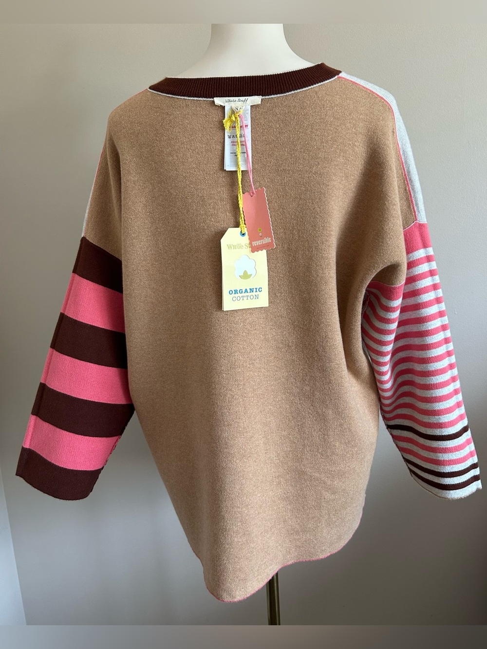 NWT-White Stuff “Ida” Pullover, Reversible Sweater- Organic Cotton/Cashmere